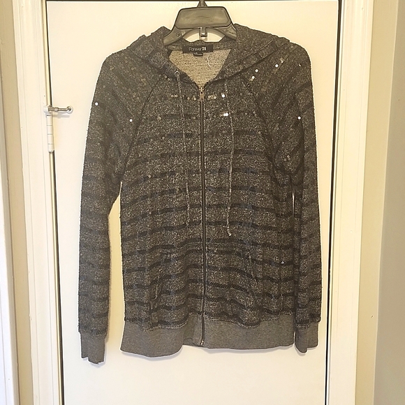 🎉H.P🎉 Forever 21 Grey Sequined Hoodie - Picture 3 of 4